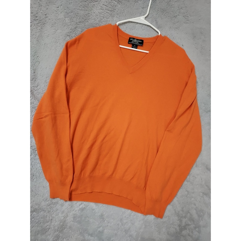 Brooks Brothers Sweater Mens Medium Scottish Cashmere Makers Pullover Orange